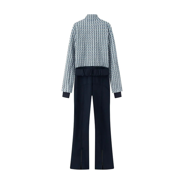 Women's elegant jumpsuit combination with quilted short bomber and wide pleated trousers Mune Fashion