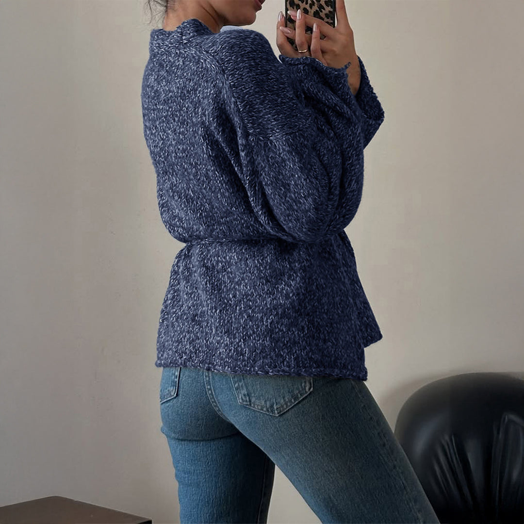Women nan oversized Bouclé cardigan with waist belt and kimono sleeves Mune Fashion