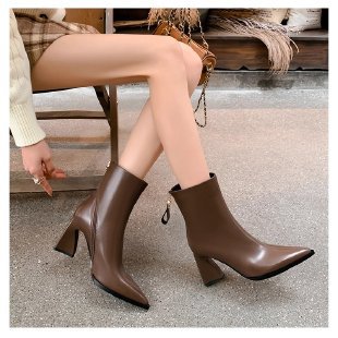 Ladies Elegant Ankle Boots with High Block Heel Mune Fashion