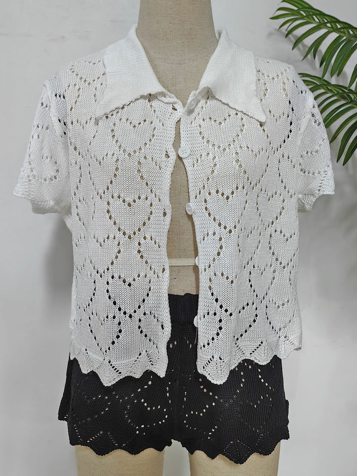 Women's airy crochet cardigan with trendy lace pattern Mune Fashion
