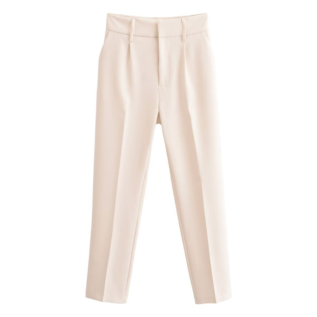 Women slim fit suit trousers with crease and elastic waistband Mune Fashion