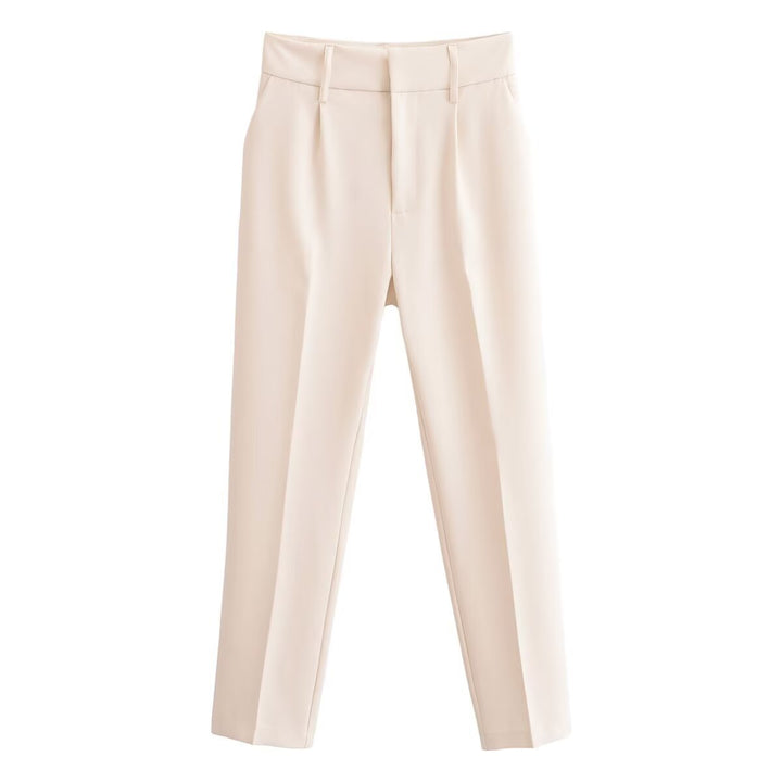 Women slim fit suit trousers with crease and elastic waistband Mune Fashion