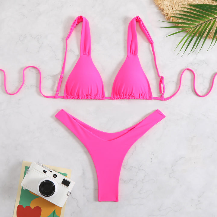 Women Triangle Bikini with Adjustable Straps and High Cut Mune Fashion
