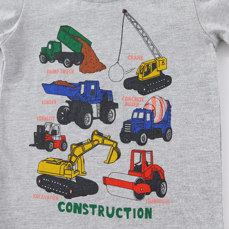 Boys long sleeve shirt with colorful construction vehicle design Mune Fashion