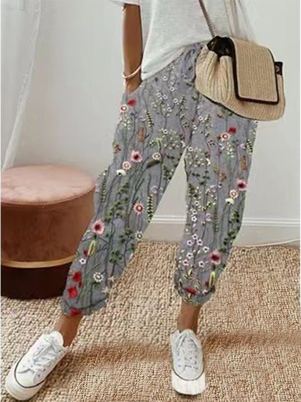 Women's Loose Printed Jogger with Drawstring and Cuffed Hem Mune Fashion