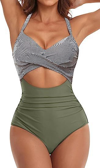 Women's One-Piece Swimsuit with Elegant Wrap Cut Mune Fashion