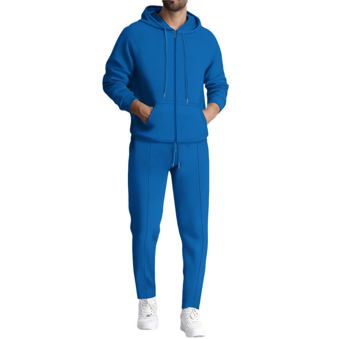 Men's nano structure fleece zip hoodie with kangaroo pockets and tapered jogger pants Mune Fashion