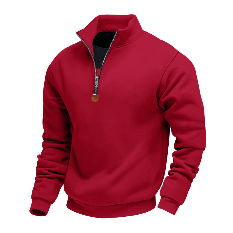 Men's nan Premium half-zip sweatshirt with high stand-up collar, sturdy zipper, and ribbed hem Mune Fashion