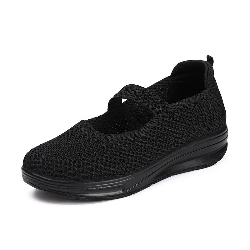 Women's knitted Mary Jane comfort slippers with elastic strap and cushioned outsole Mune Fashion
