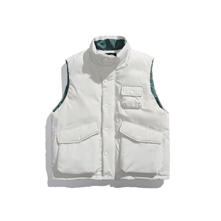 Unisex Padded Utility Vest with High Stand-Up Collar and Flap Pockets Mune Fashion