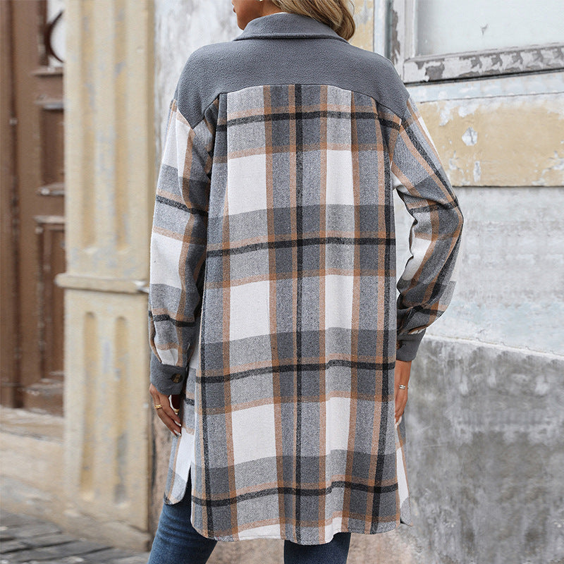 Women Checkered Shirt Dress with Pockets Mune Fashion