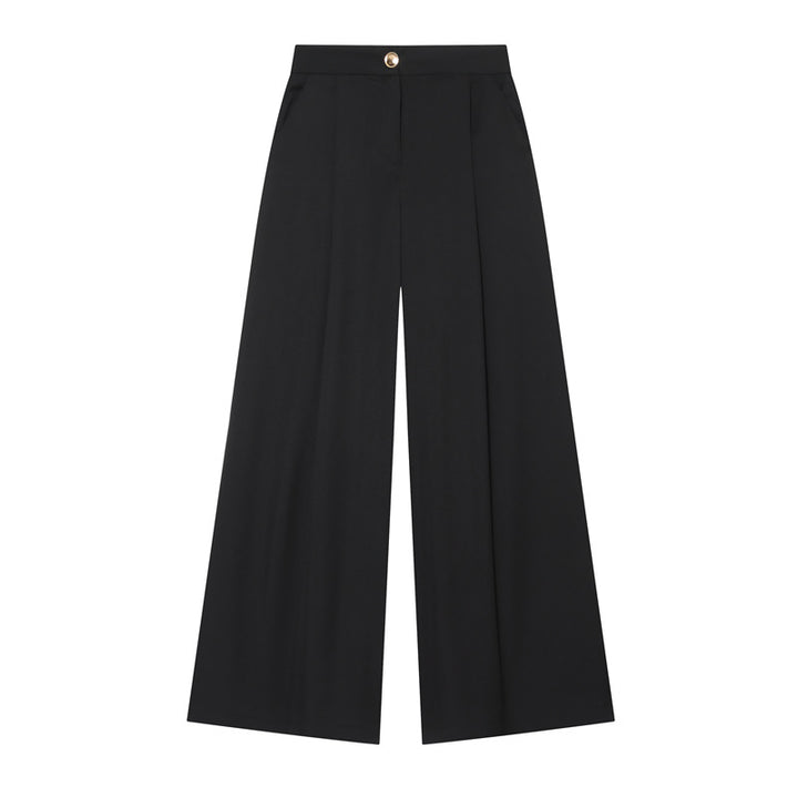 Women's Wide-Cut Palazzo Trousers with High Waist and Crease Mune Fashion