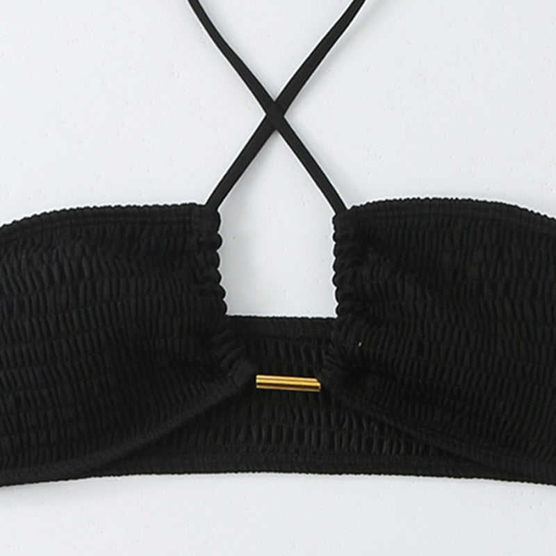 Women's bikini set with ruched bandeau top and high-cut briefs Mune Fashion