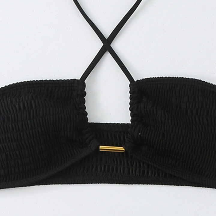 Women's bikini set with ruched bandeau top and high-cut briefs Mune Fashion