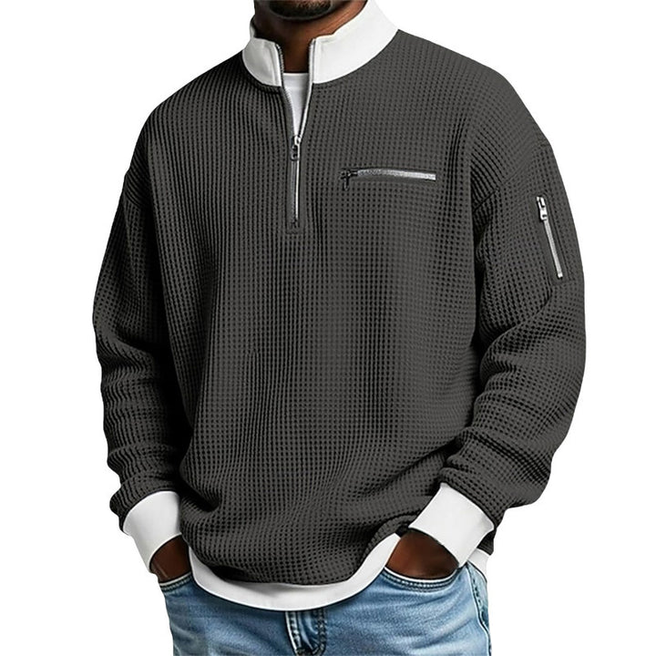 Men's sporty quarter-zip pullover with textured pattern Mune Fashion