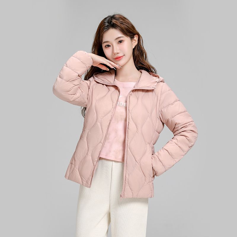 Women's Lightweight Quilted Hooded Jacket with Diamond Quilting and Thermal Insulation Mune Fashion
