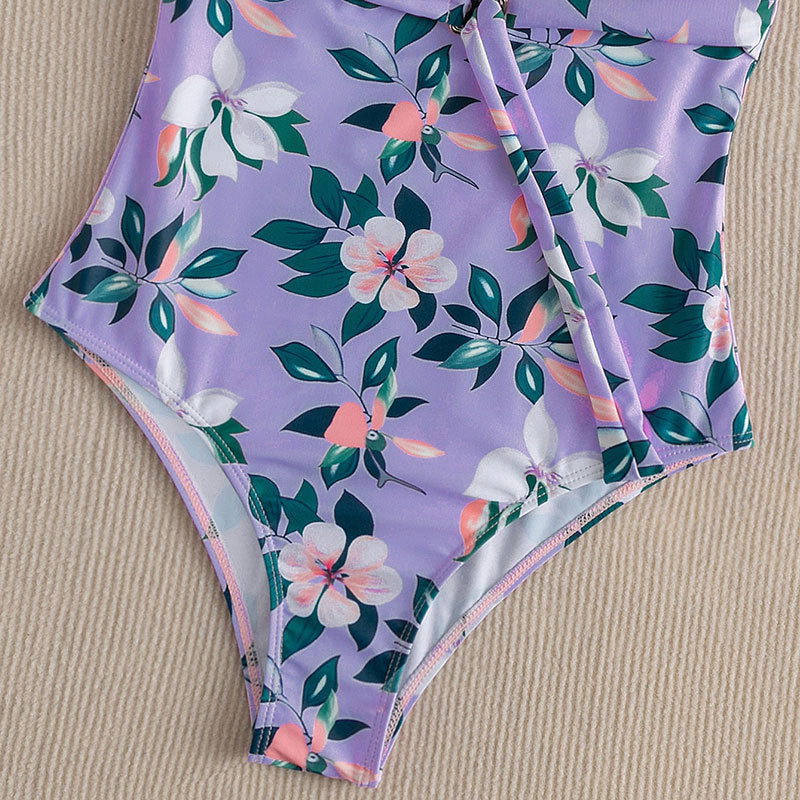 Women’s one-piece swimsuit with floral design and belt Mune Fashion