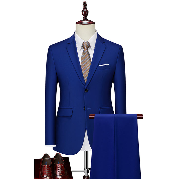 Men's Slim Fit Single-Breasted Suit Set with One-Button Blazer, Slim Suit Pants with Crease and Elastic Stretch Fabric Mune Fashion