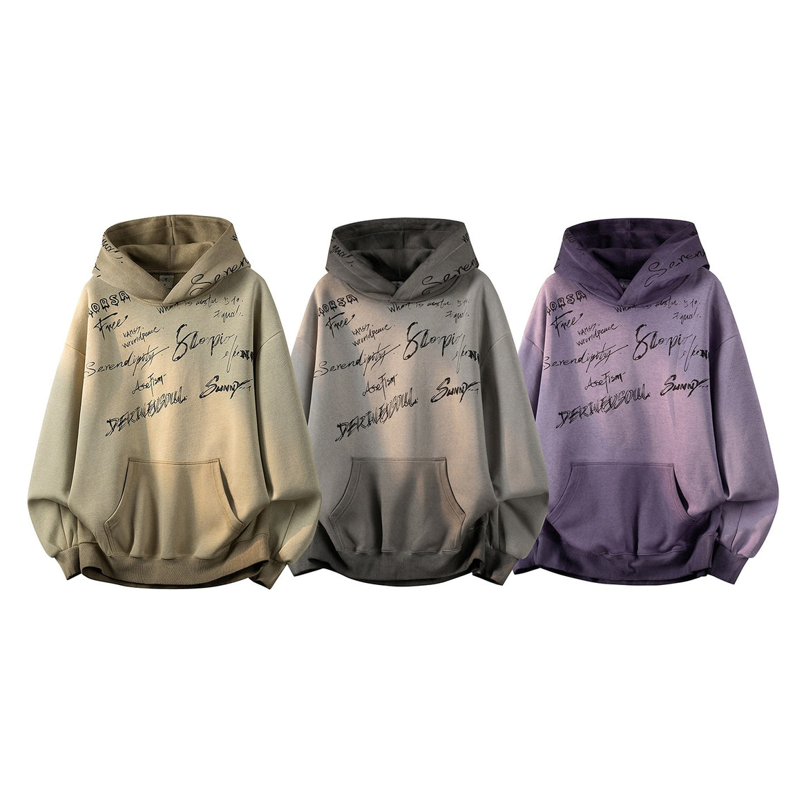 Unisex Oversize Hoodie with handwritten graphic print, kangaroo pocket & ribbed hem Mune Fashion