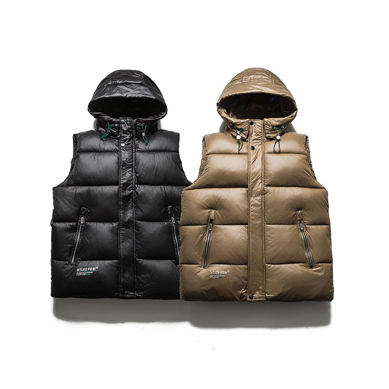 Men's Windproof Hooded Quilted Vest with Ultralight Thermofiber, Zipper Pockets and Drawstring Mune Fashion