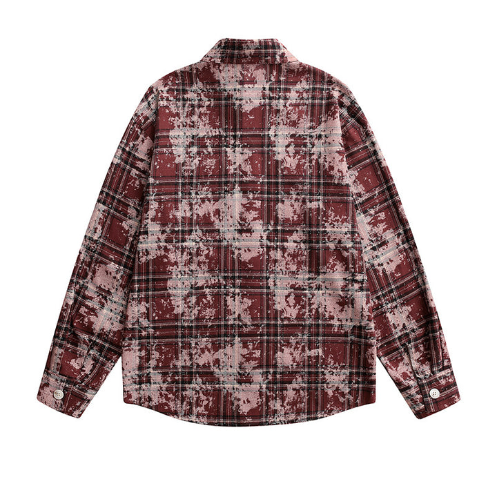 Women's Oversized Check Shirt Jacket with Vintage Effect and Breast Pockets Mune Fashion