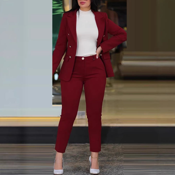 Women's Tailored Two-Piece Blazer with Slim-Fit Trousers in Business Style Mune Fashion