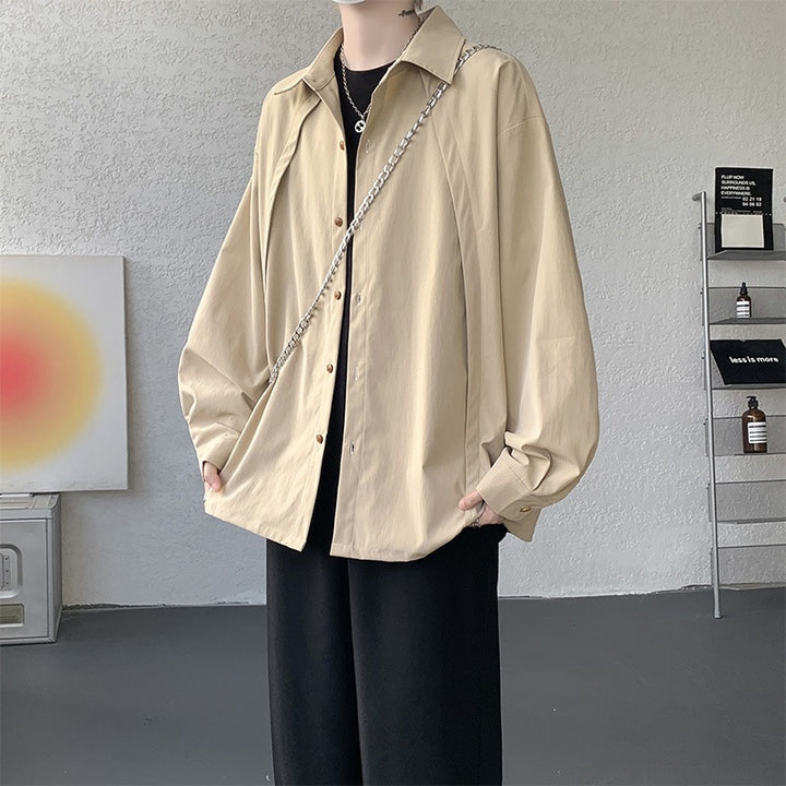 Men's Oversized Shirt Jacket made of lightweight cotton blend with straight cut & button placket Mune Fashion