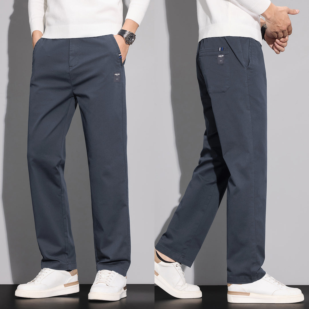 Men's cotton chinos with straight cut and patch back pockets Mune Fashion