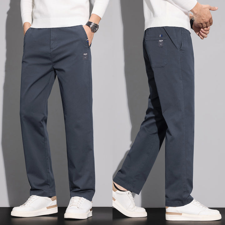 Men's cotton chinos with straight cut and patch back pockets Mune Fashion