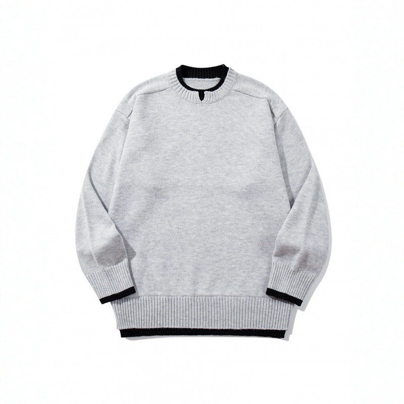 Unisex Relaxed-Fit Fine Knit Sweater with Contrast Cuffs and Extended Ribbed Hem Mune Fashion