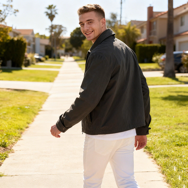 Men's Lightweight Zip Jacket in Harrington Style with Flap Pockets Mune Fashion