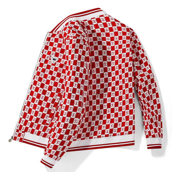 Men's bomber jacket with all-over monogram, zipper and ribbed cuffs Mune Fashion
