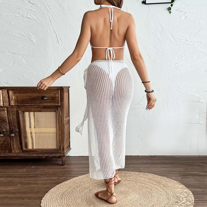 Women crocheted beach top with floral cut Mune Fashion
