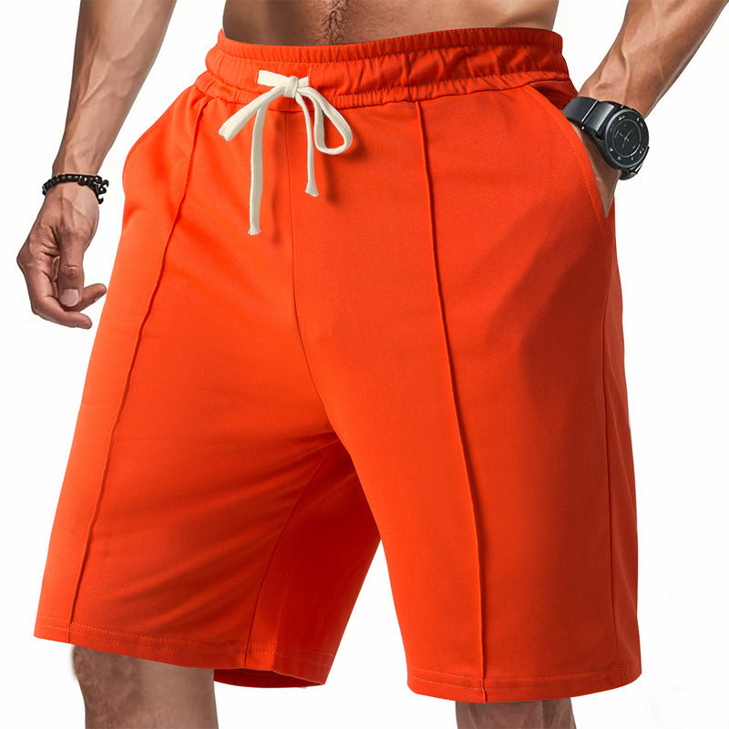 Men's knee-length relaxed Bermuda shorts with flat crease, elastic drawstring waistband and side pockets Mune Fashion