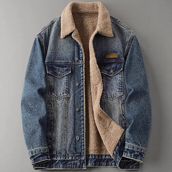 Men's Casual Denim Jacket with Fleece Lining Mune Fashion 1788342512