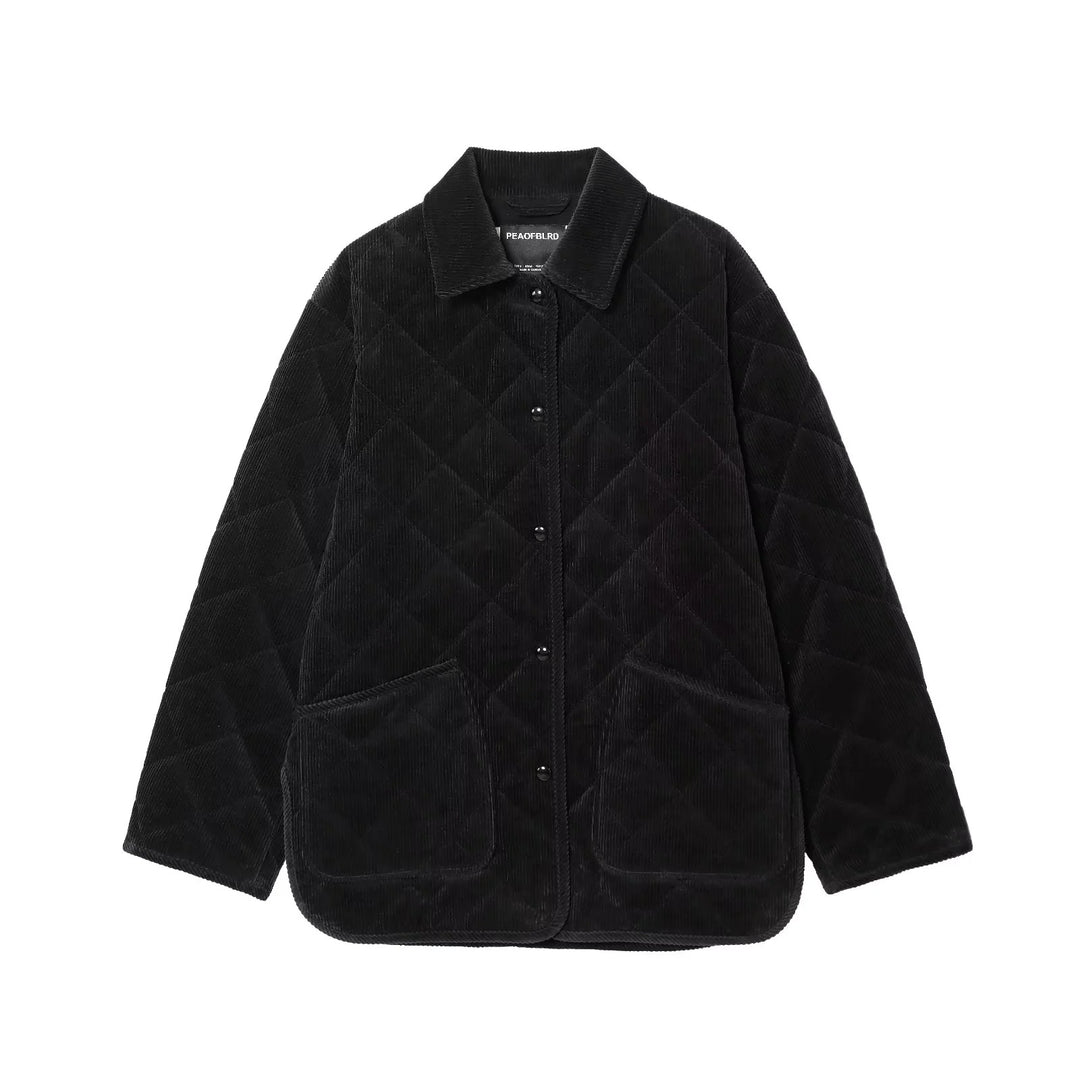 Women's non-quilted cord jacket in oversized look with shirt collar and snap button placket Mune Fashion