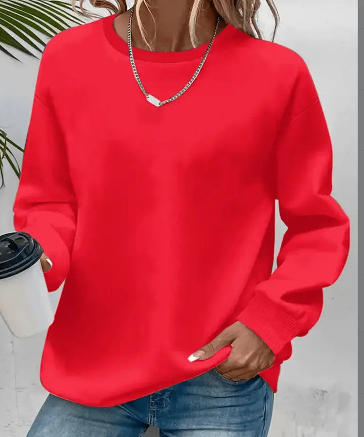 Women's oversized crew neck sweatshirt with dropped shoulder, soft fleece lining, and ribbed cuffs Mune Fashion