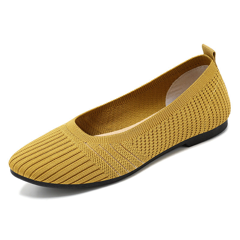 Women's knitted ballerina slip-on with sock-like shaft, memory comfort insole, and flexible non-slip outsole Mune Fashion