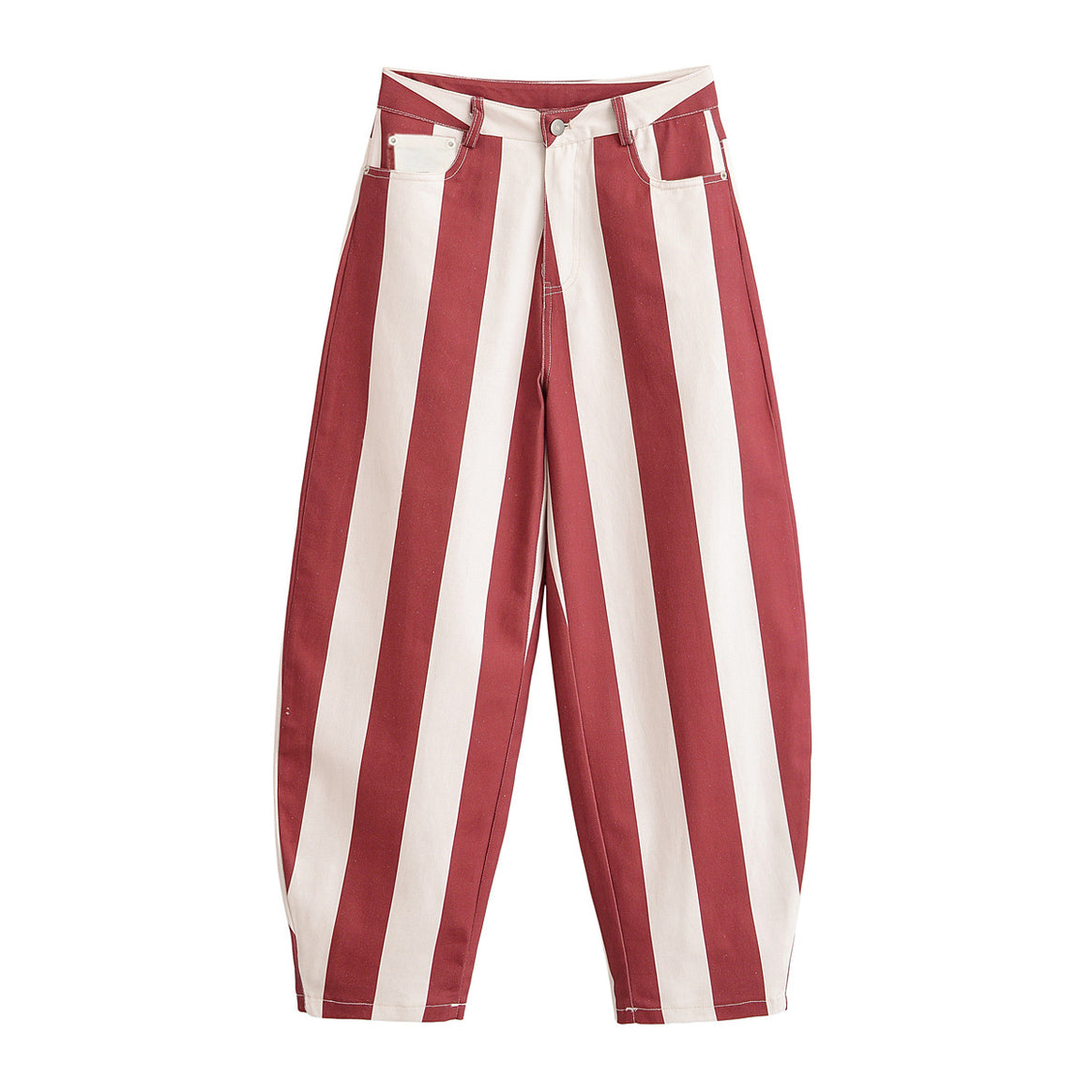 Ladies wide trousers with high waist, wide leg and striking stripe pattern Mune Fashion