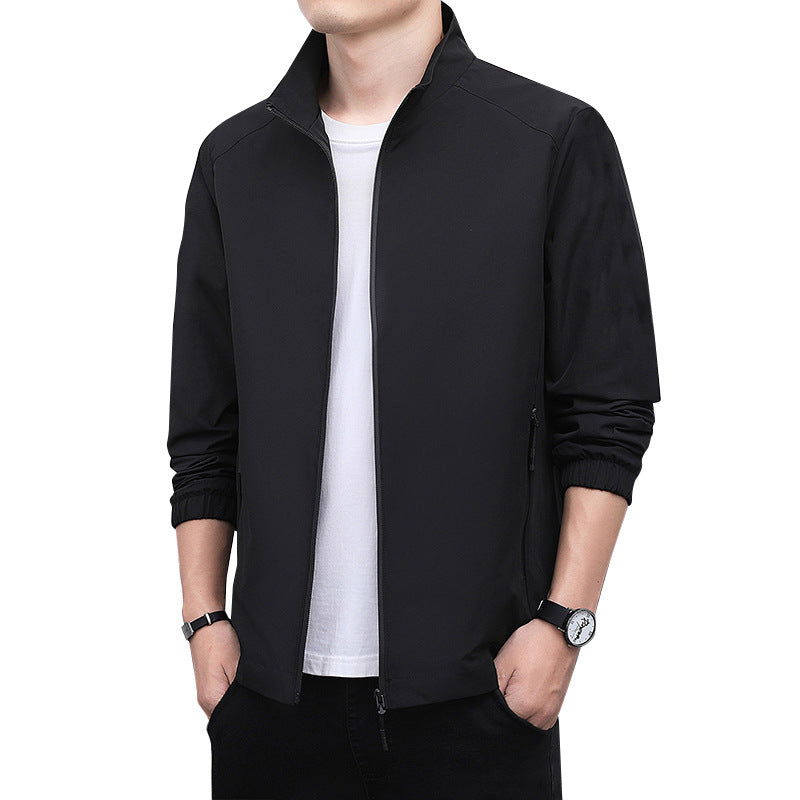 Men's Lightweight Softshell Jacket with Stand-up Collar, Full-Length Zipper and Elastic Cuffs Mune Fashion