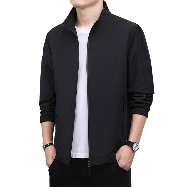 Men's Lightweight Softshell Jacket with Stand-up Collar, Full-Length Zipper and Elastic Cuffs Mune Fashion