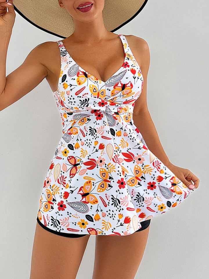 Ladies Beach Dress with Floral Wrap Design and Raffinated Ruffle Details Mune Fashion