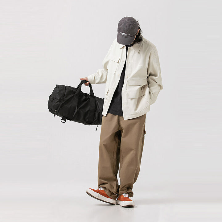 Men's Wide Utility Cargo Pants in Baggy Fit with Large Patch Pockets and Reinforced Knee Areas Mune Fashion