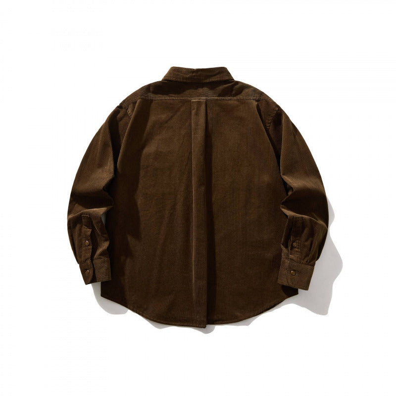 Unisex Boxy Cord Shirt in Overshirt Style with Button-Down Collar and Patch Chest Pocket Mune Fashion
