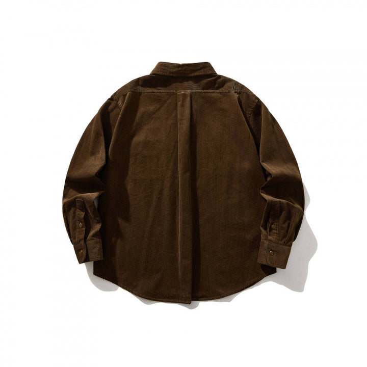 Unisex Boxy Cord Shirt in Overshirt Style with Button-Down Collar and Patch Chest Pocket Mune Fashion