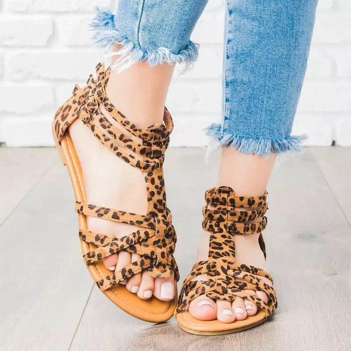 Women's Boho Sandals with Adjustable Ankle Straps and Ethno Print Mune Fashion