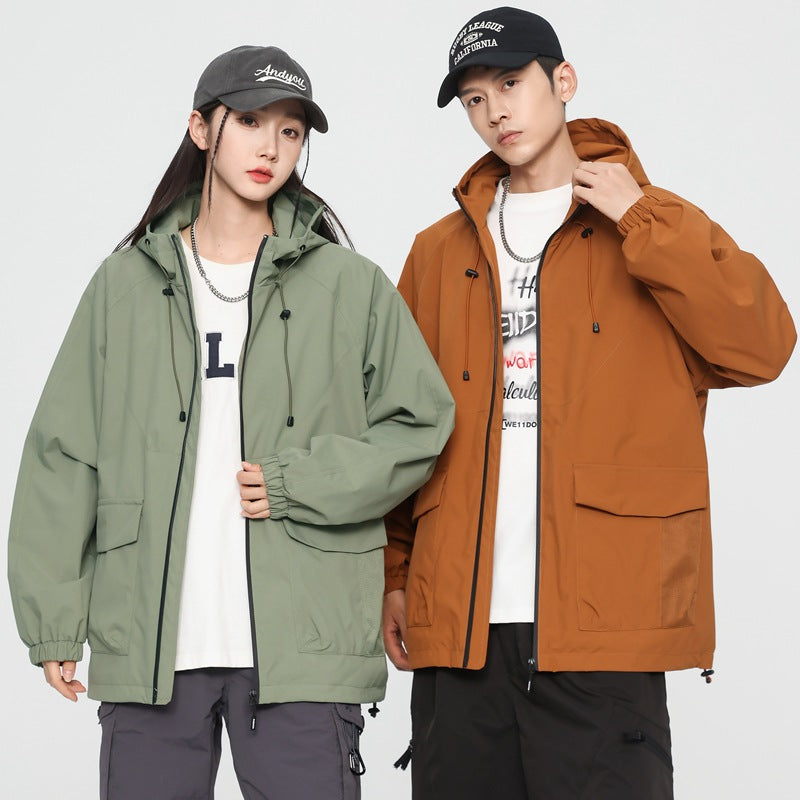 Women Oversize Windbreaker Jacket with Hood and Cargo Pockets Mune Fashion