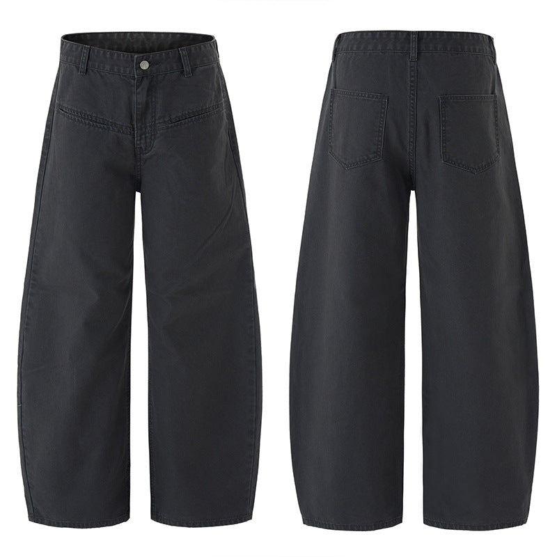 Men's Loose-Fit Denim Pants in Baggy Cut with Elastic Waistband Mune Fashion