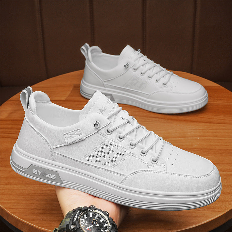 Men's minimalist faux leather sneakers with ventilated toe perforation and padded heel loop Mune Fashion