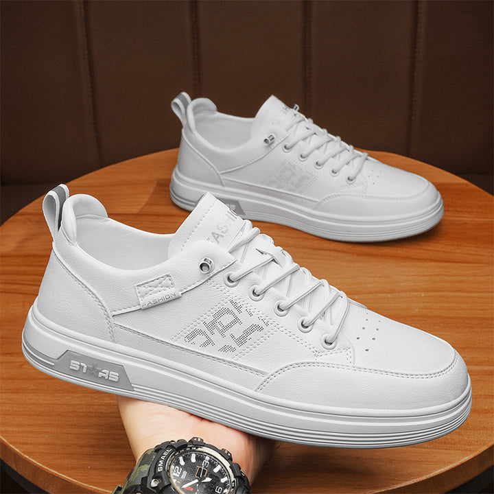 Men's minimalist faux leather sneakers with ventilated toe perforation and padded heel loop Mune Fashion